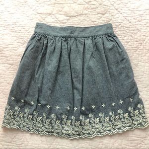 Forever 21 embroidered chambray skirt with pockets